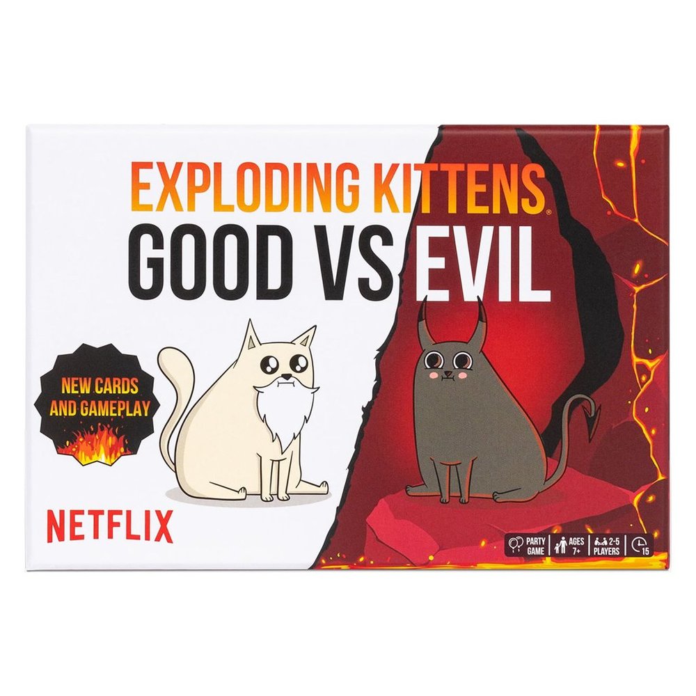 Exploding Kittens: Good Vs. Evil Card Game, 15 Minutes, Ages 7 and up, 2-5 Playe